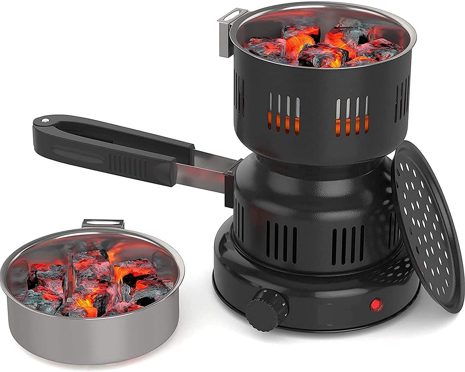 650W elektrische kolenbrander zwart voor waterpijp kolen en shisha - compact model met hittebestendig spiraal en controlelampje