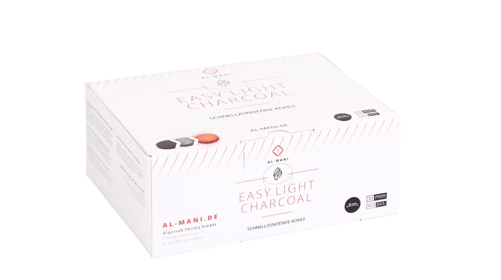 Al Mani Easy Light kolen doos 33mm - aanmaakkolen voor waterpijp en shisha close-up