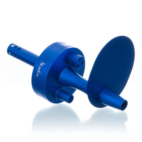 Aladin 2 Go Alu Blauw shisha van opzij - compacte waterpijp 23 cm