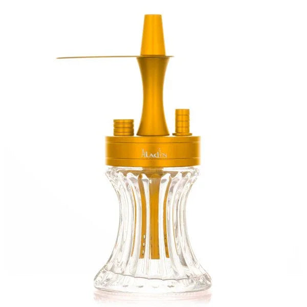 Aladin 2 Go Alu Goud shisha set met zwarte transporttas, goudkleurige waterpijp van 23 cm