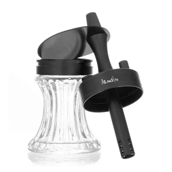 Aladin 2Go zwart - draagbare shisha waterpijp voor onderweg met glazen vaas