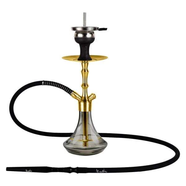 Aladin MVP 360 Gold Zwart waterpijp achterkant - zwart roestvrij staal met gouden details