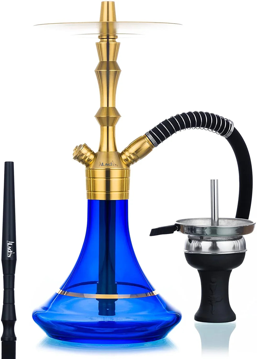 Aladin MVP 360 Limited Edition Gold blauw - complete waterpijp van vergulde roestvrij staal