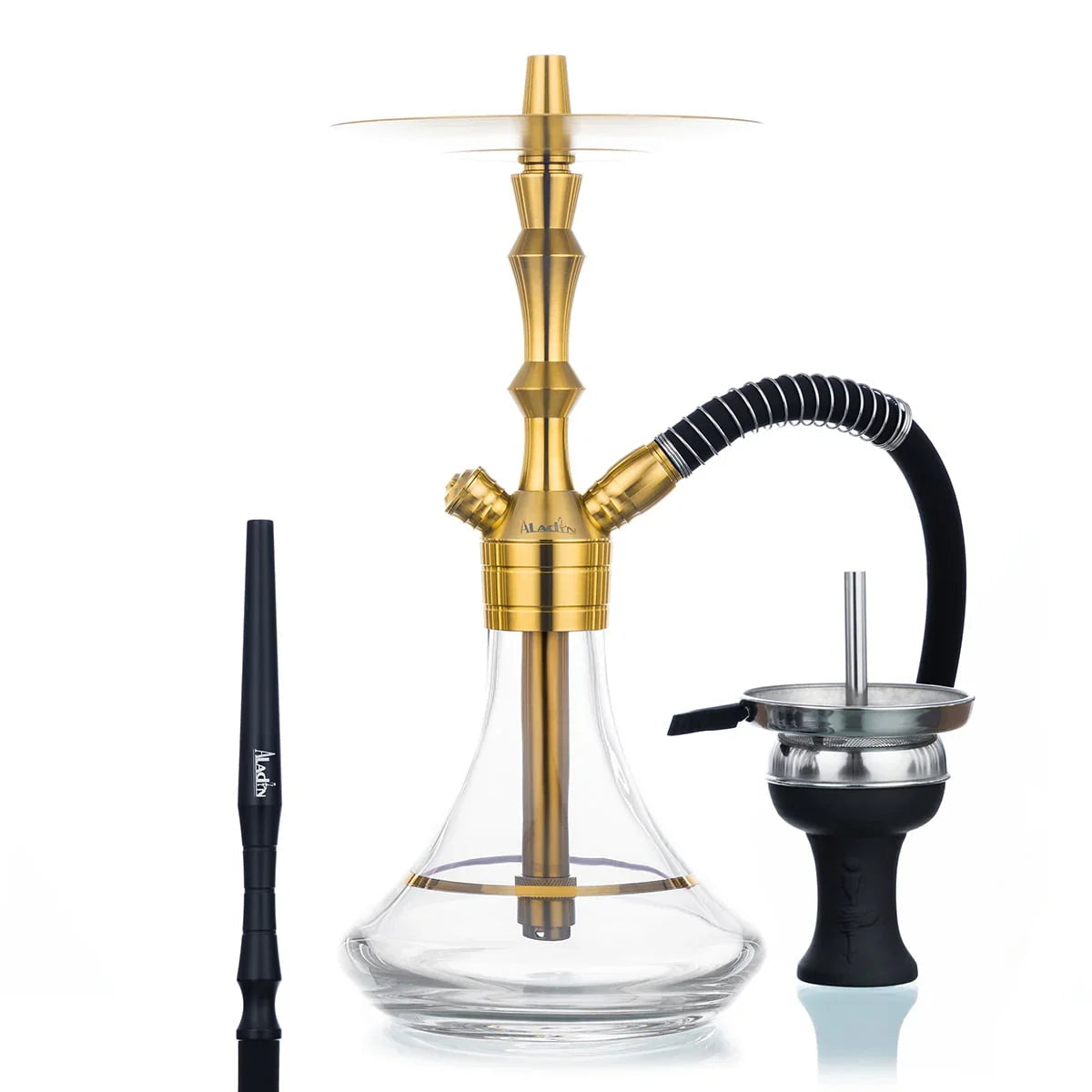 Aladin MVP 360 Limited Edition Gold transparant waterpijp - complete shisha set van 45 cm met vergulde rookzuil