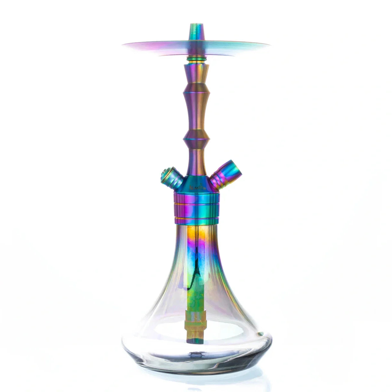 Aladin WEP 360 Rainbow Green waterpijp van 36 cm met groene metallic afwerking en roestvrij stalen frame