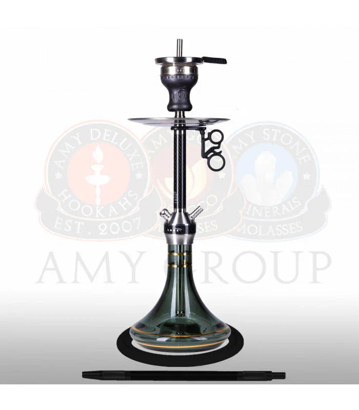 Amy Deluxe 003.02 Luna shisha zwart - matte afwerking met stabiele glazen vaas