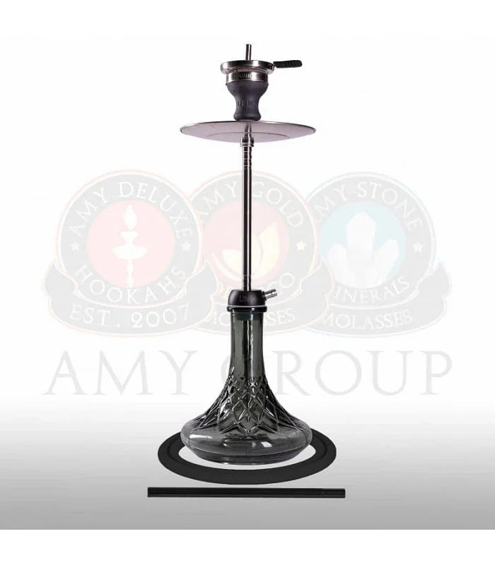 Amy Deluxe 007.01 Unio shisha zwart - aluminium schacht en glazen vaas