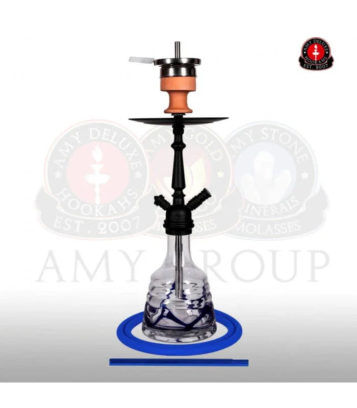 Amy Deluxe 026 Little Princess shisha waterpijp 60 cm in blauw met roestvrij stalen rookkolom