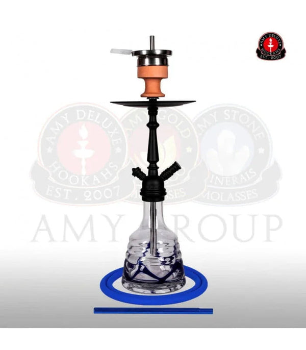 Amy Deluxe 026 Little Princess shisha waterpijp 60 cm in blauw met roestvrij stalen rookkolom