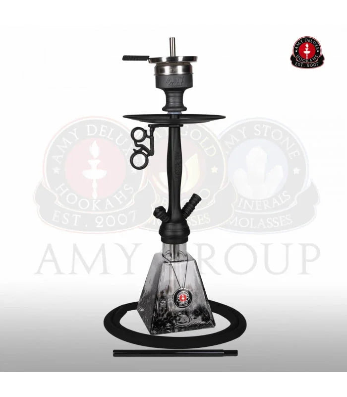 Amy Deluxe 038 I Need You waterpijp in zwart - shisha set 43 cm met matzwarte RVS kolom