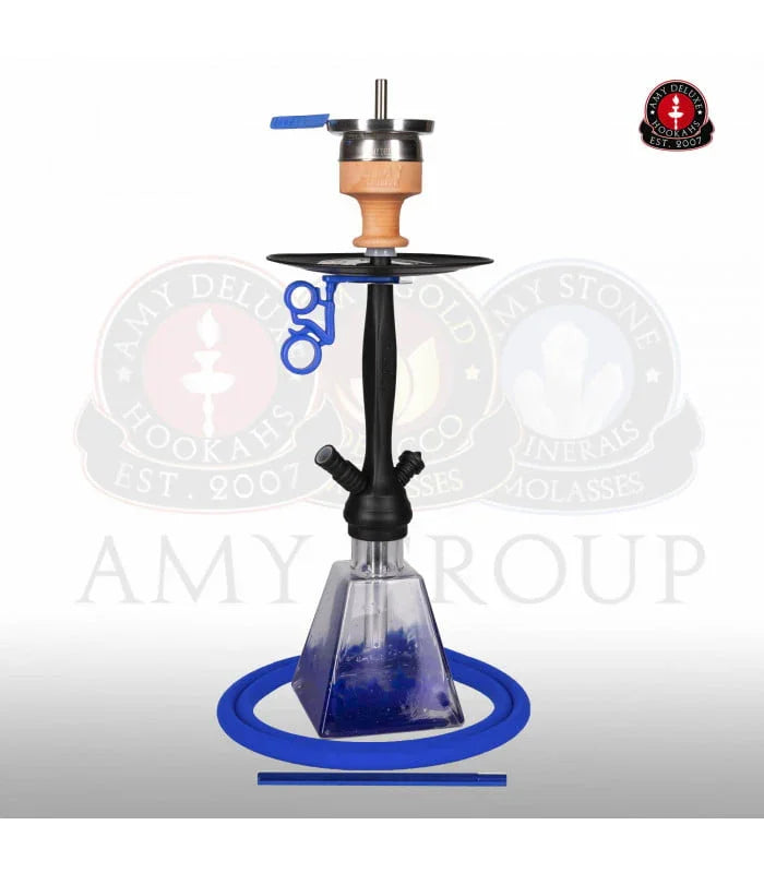 Amy Deluxe 038 waterpijp in blauw - shisha 43 cm met roestvrij stalen kolom