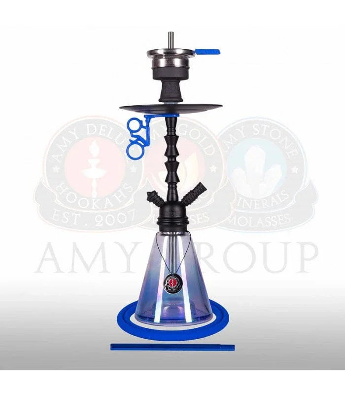 Amy Deluxe 050.02 Little Starfox shisha in het blauw, glazen vaas en aluminium kolom