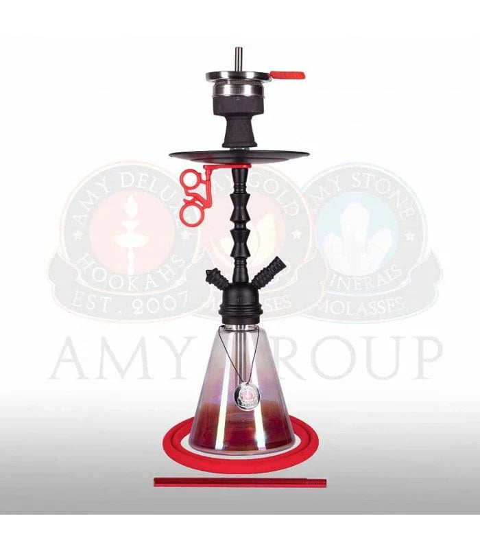 Amy Deluxe 050.02 Little Starfox waterpijp in het rood, vooraanzicht complete shisha set