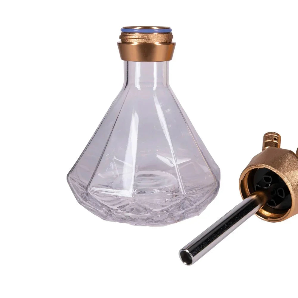 Amy Deluxe 062 waterpijp vaas in goud en blauw glas - originele shisha vervangingsvaas