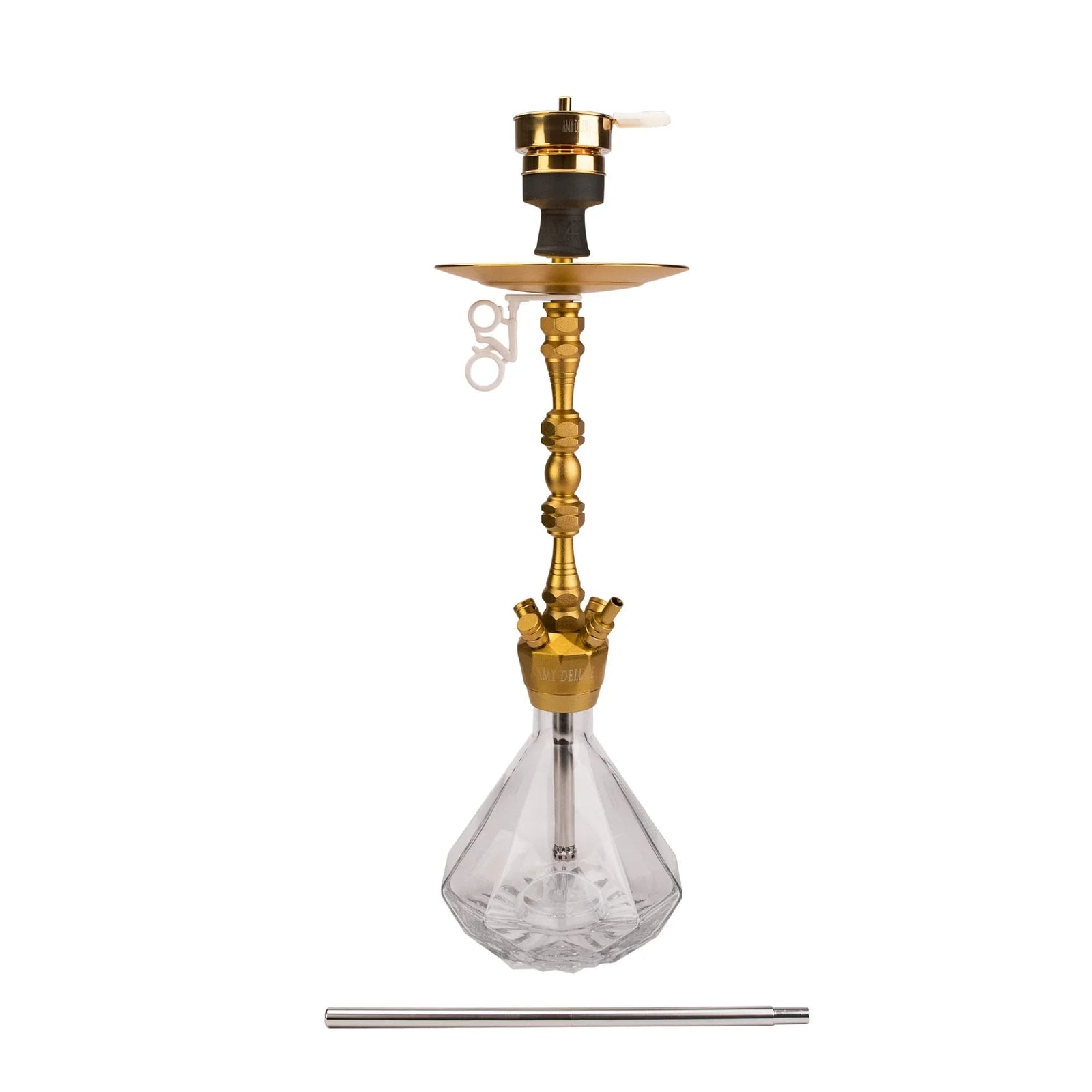 Amy Deluxe 063 Alu Diamond Goud shisha waterpijp transparant - volledig beeld