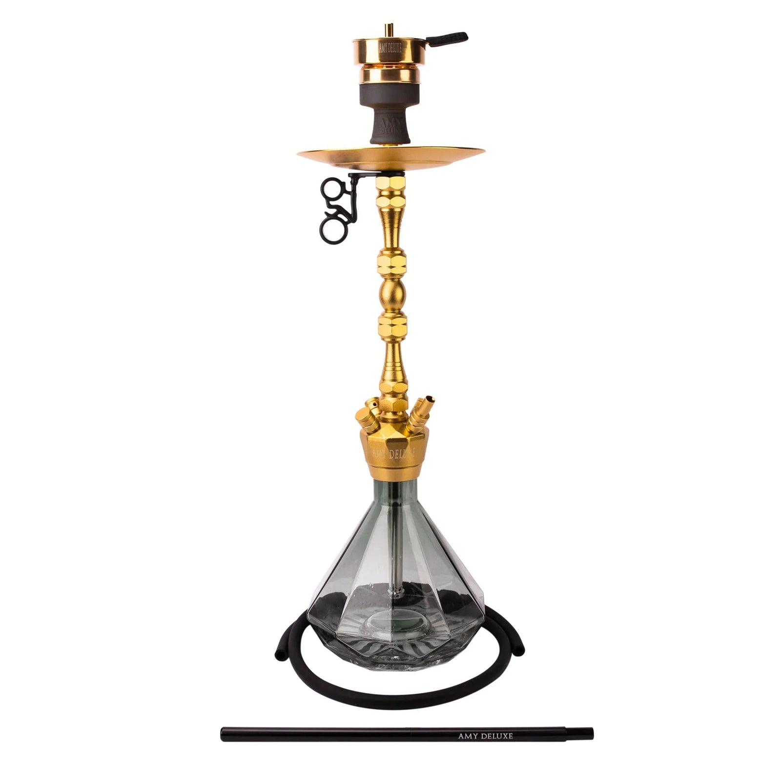 Amy Deluxe 063 Alu Diamond Goud waterpijp shisha zwart - vooraanzicht