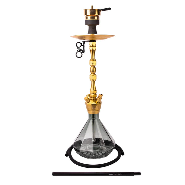 Amy Deluxe 063 Alu Diamond Goud waterpijp shisha zwart - vooraanzicht