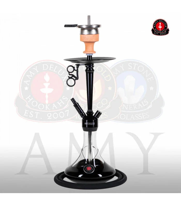Amy Deluxe 066.02 Alu S in zwart - shisha met meerkamersysteem en stabiele vaas