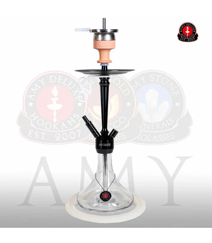 Amy Deluxe 066.02 Alu S transparante waterpijp - aluminium rookkolom met brede glazen vaas
