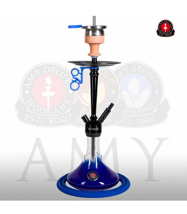 Amy Deluxe 066.02 Alu S waterpijp in blauw - 65 cm shisha met aluminium buis en glazen vaas