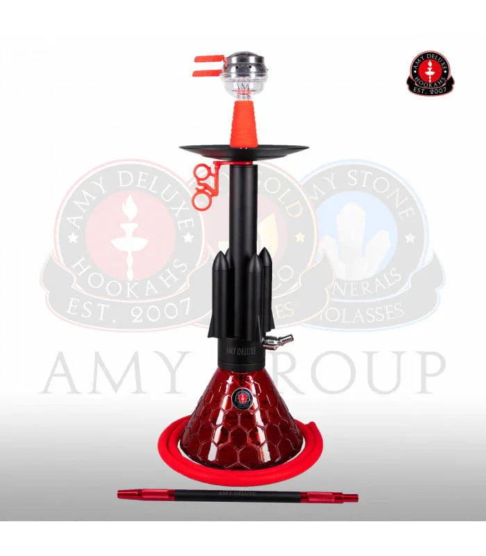 Amy Deluxe 067.01 Rocket waterpijp in rood - complete shisha set met glazen vaas