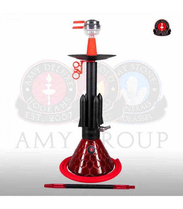Amy Deluxe 067.01 Rocket waterpijp in rood - complete shisha set met glazen vaas