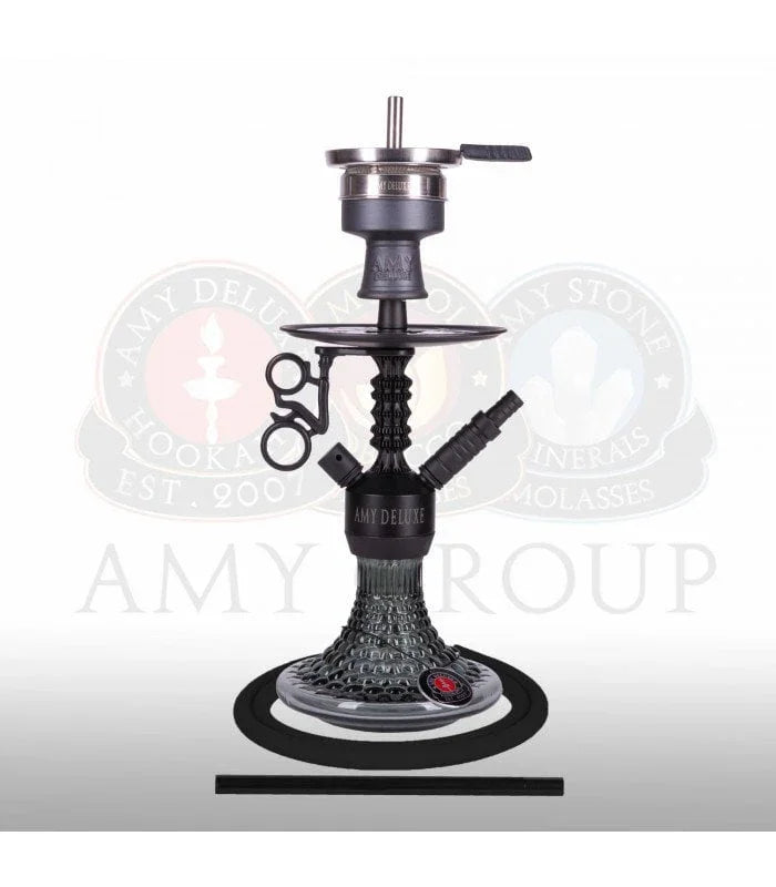 Amy Deluxe 072.03 complete waterpijp set met alle accessoires uitgestald