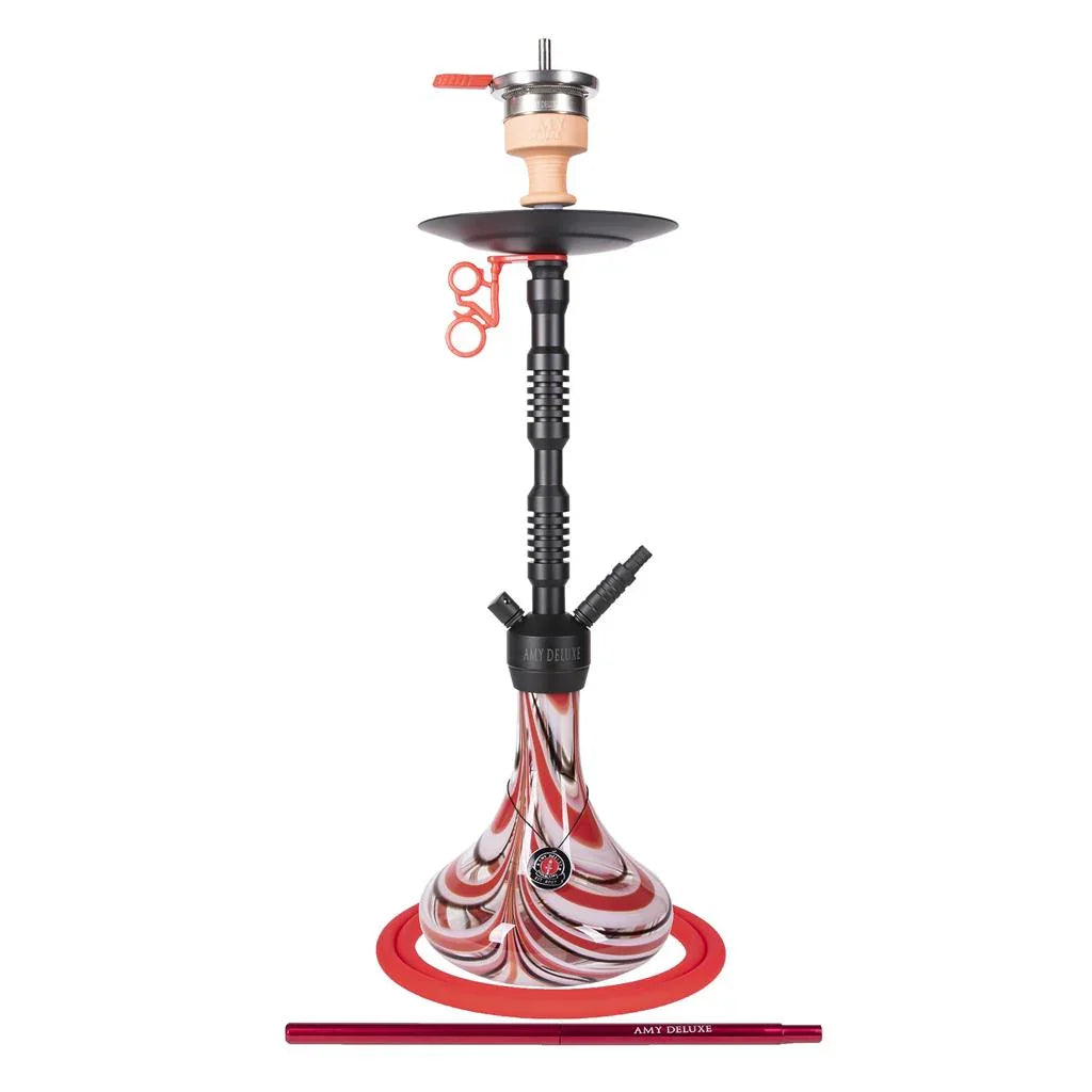 Amy Deluxe 073.01 waterpijp in blauw en rood - complete set met aluminium mondstuk en waterpijp tabakskop