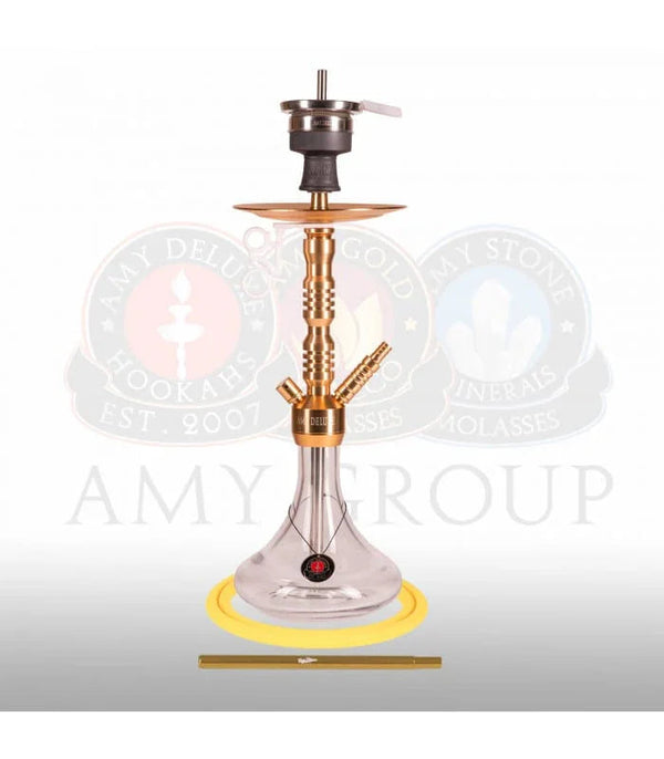 Amy Deluxe 073.02 Alu Sierra S Goud waterpijp - complete shisha set van 65 cm met gouden aluminium rookkolom, glazen vaas en siliconenslang