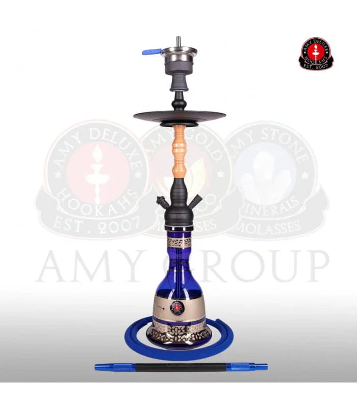 Amy Deluxe 087.01 Tradi shisha in blauw met Oriental Serie vaas