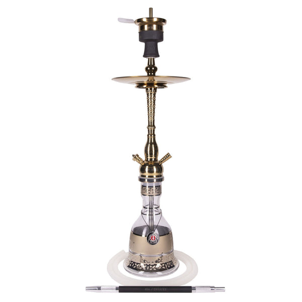 Amy Deluxe 091.01 Goud waterpijp complete set met kristalglas vaas en gouden rookkolom