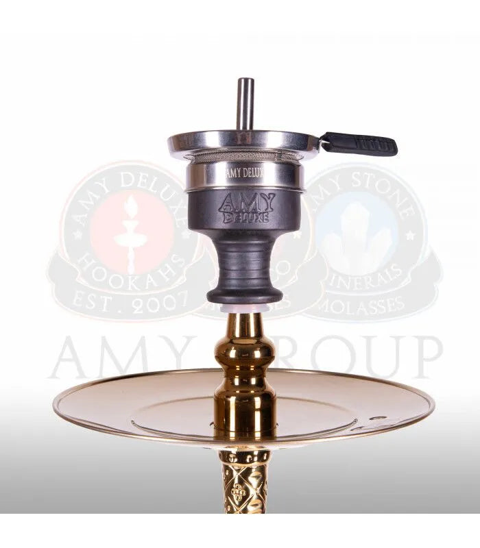 Amy Deluxe 091.01 gouden shisha set van roestvrij staal met siliconen slang en accessoires