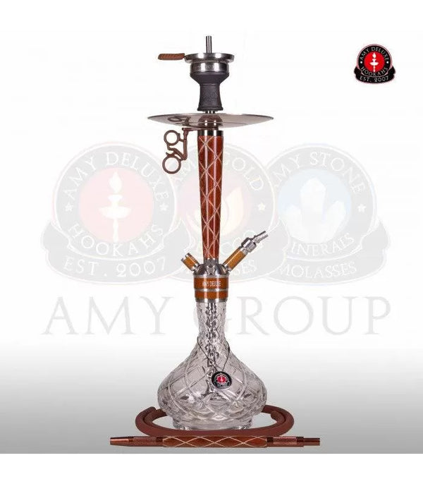 Amy Deluxe 102.01 Bruin shisha waterpijp met bruine glazen vaas en siliconenslang, 65 cm hoog