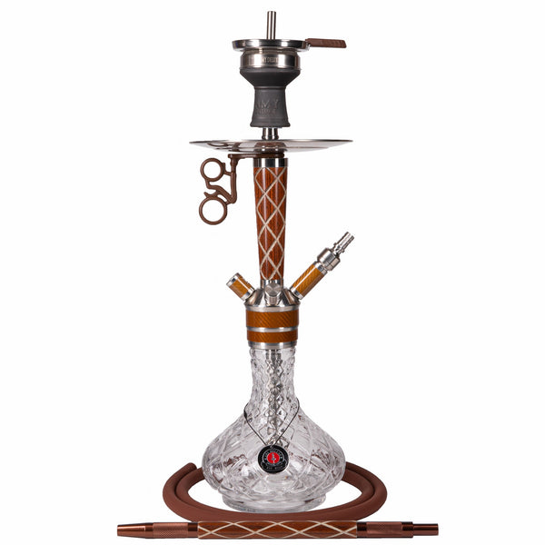 Amy Deluxe 102.02 Bruin complete shisha set met bruine glazen waterpijp vaas en roestvrij stalen rookkolom