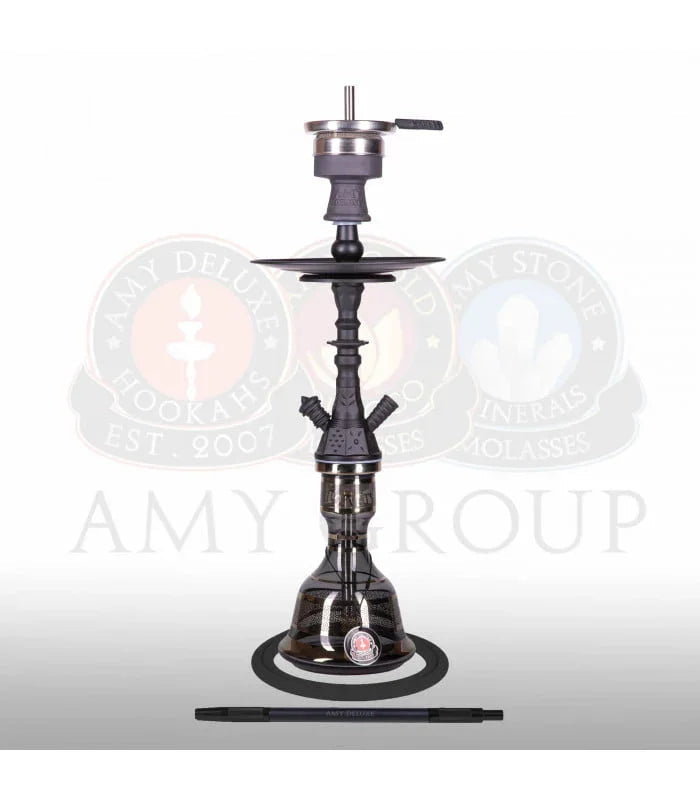 Amy Deluxe 109.02 Mini Hayil shisha in zwart, compleet met steel en waterpijp vaas