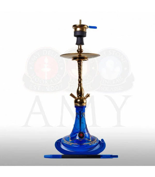 Amy Deluxe 118.01 Jamilah waterpijp in blauw - 76 cm shisha met glazen vaas en roestvrij stalen rookkolom