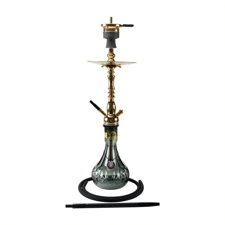 Amy Deluxe 119.01 Nasira messing shisha 80 cm met zwarte waterpijp vaas