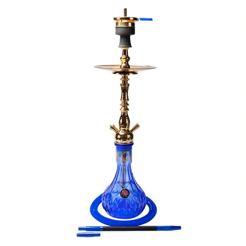 Amy Deluxe 119.01 Nasira shisha met blauwe vaas en handgemaakte messing details