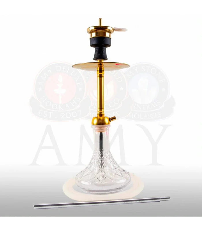 Amy Deluxe 120.02 Alu Joy S Transparant - 60 cm waterpijp met aluminium kolom en heldere glazen vaas