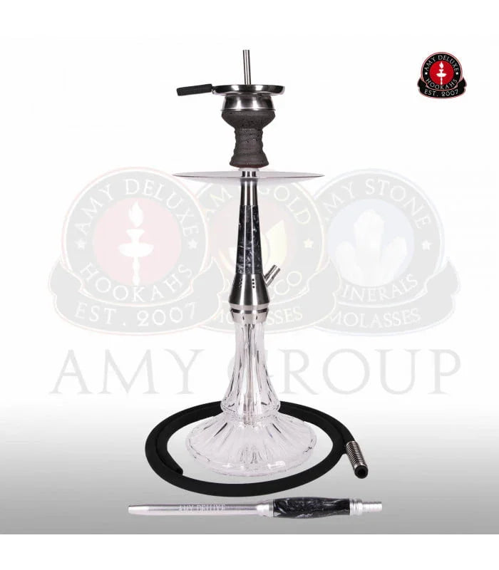 Amy Deluxe 1200 Galactic Steel S shisha in zwart - stevig en strak design