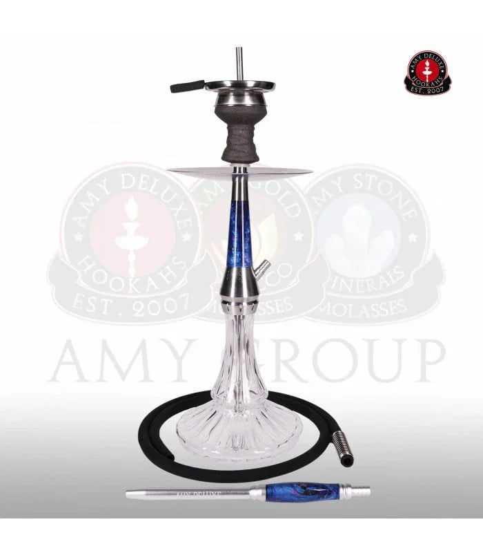 Amy Deluxe 1200 Galactic Steel S shisha waterpijp in blauw - medium formaat