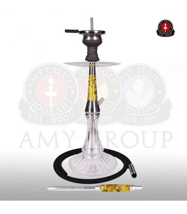 Amy Deluxe 1200 Galactic Steel S shisha waterpijp in geel - roestvrij stalen kolom