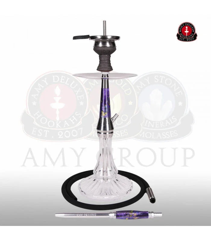 Amy Deluxe 1200 Galactic Steel S waterpijp in paars - roestvrij staal