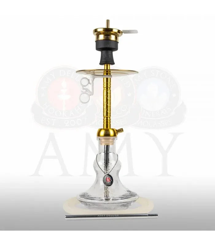 Amy Deluxe 122.02 waterpijp in goud en transparant - glazen vaas met gouden aluminium kolom, ca. 65 cm hoog, compleet als shisha set