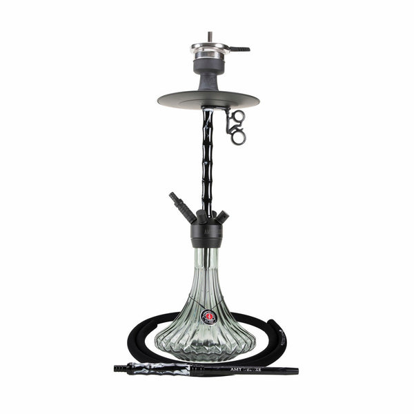 Amy Deluxe 123.01 Alu Dervish waterpijp 68 cm met glazen vaas en aluminium-acryl rookkolom - vooraanzicht
