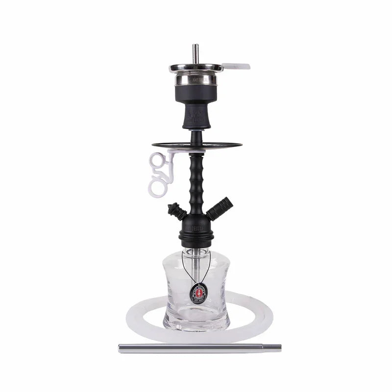 Amy Deluxe 124.03 waterpijp - complete shisha set van aluminium en glas in zwart-transparant