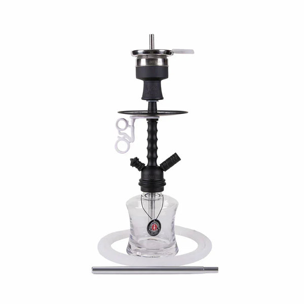 Amy Deluxe 124.03 waterpijp - complete shisha set van aluminium en glas in zwart-transparant