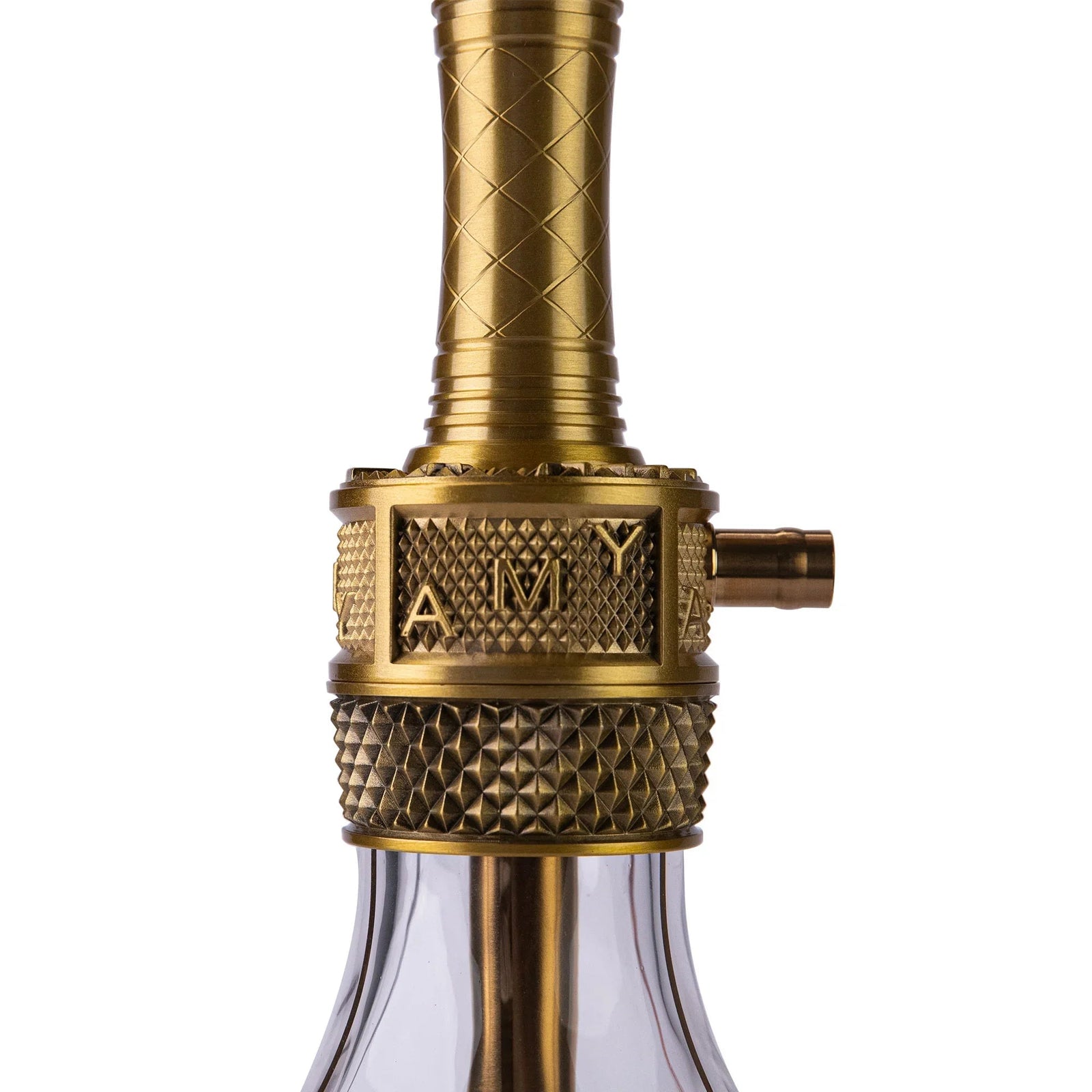 Amy Deluxe 129 Zodiac shisha waterpijp goud - rookkolom detail