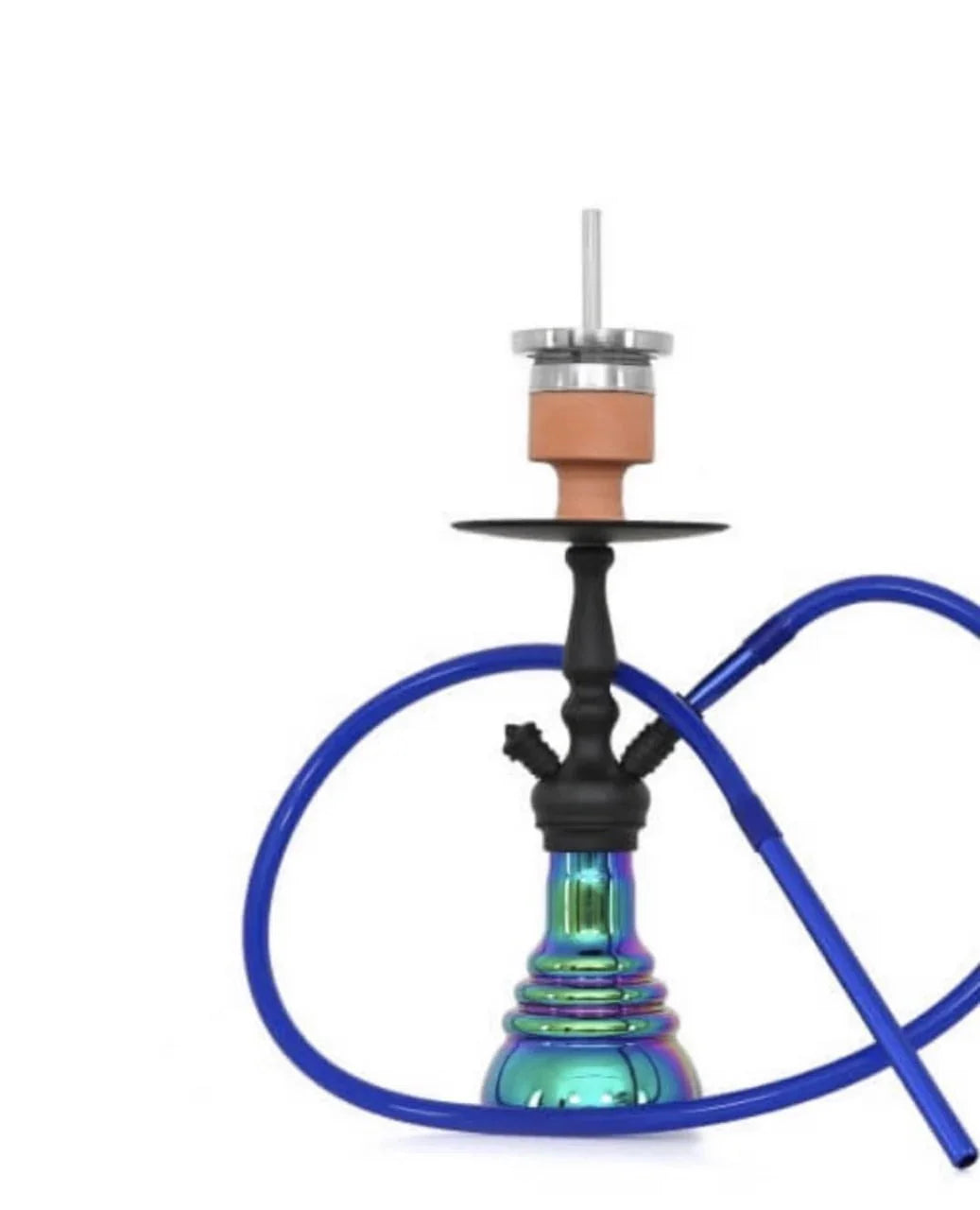 Amy Deluxe 340 Little Zuri shisha blauw - complete waterpijp set met glazen vaas en siliconenslang