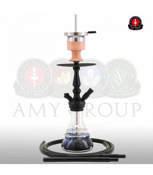 Amy Deluxe 340 Little Zuri shisha zwart - compacte waterpijp van 54 cm met roestvrij stalen rookkolom